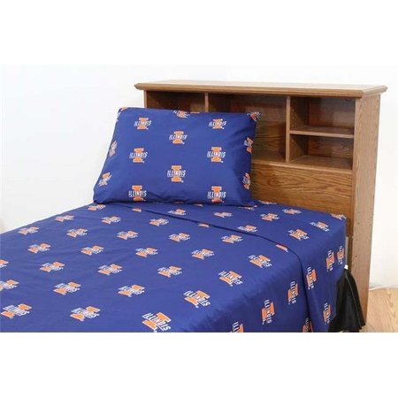 COLLEGE COVERS College Covers ILLSSTW Illinois Printed Sheet Set Twin - Solid ILLSSTW